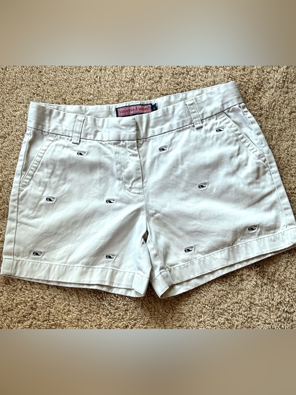 Girls Vineyard Vines White Embroidered Chino Shorts